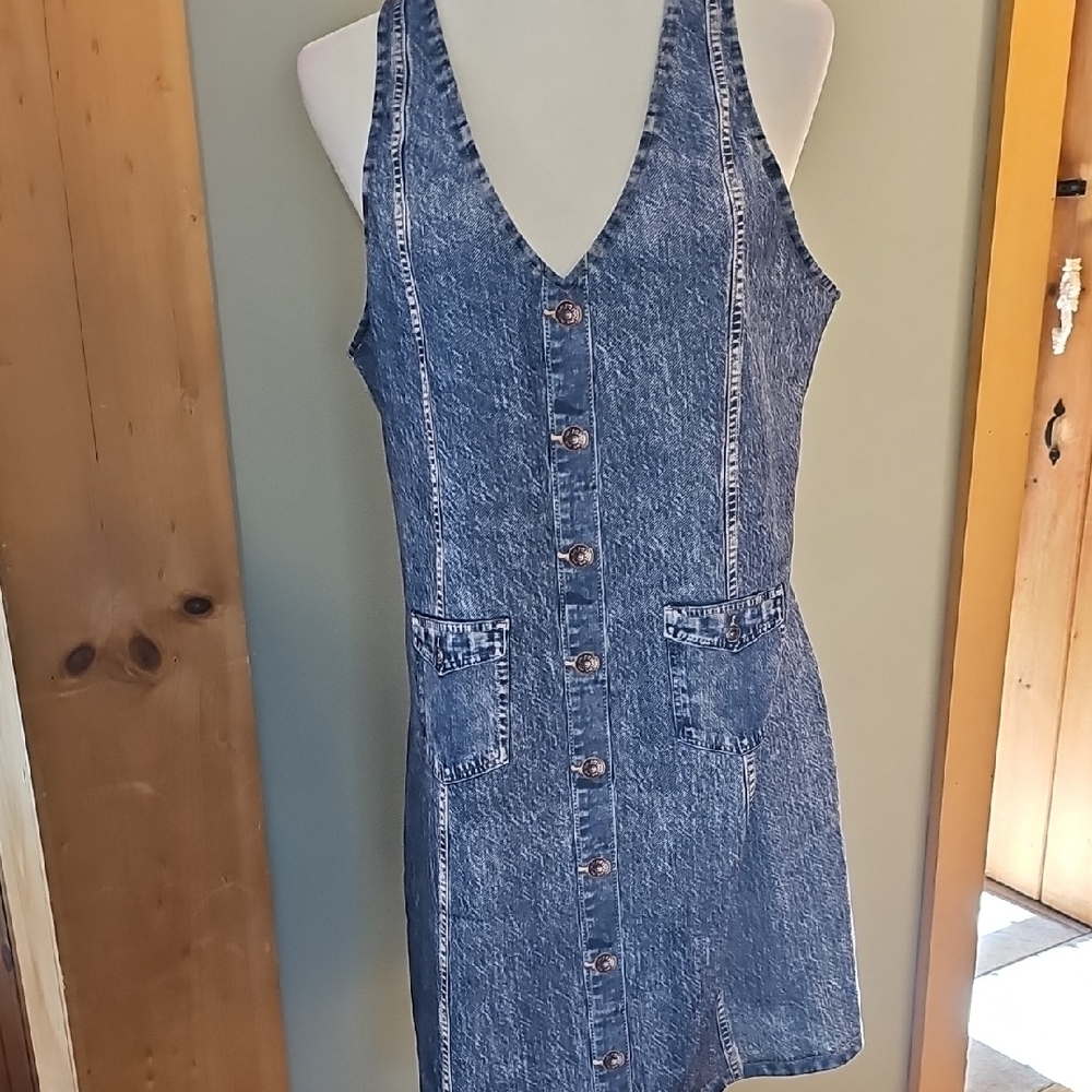 SHEIN Blue Backless Denim Dress